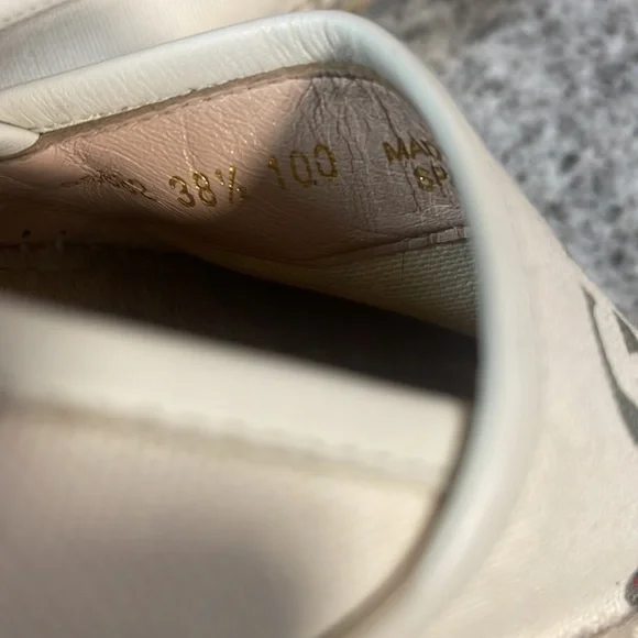 Gucci ladies Canvas loafers, 8 1/2 US, Bone color with ivory leather band - Picture 2 of 3